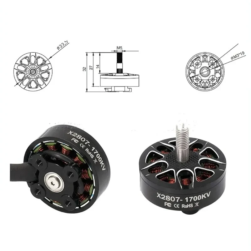 High-Performance Brushless DC Motor β 1300KV/1500KV/1700KV Black