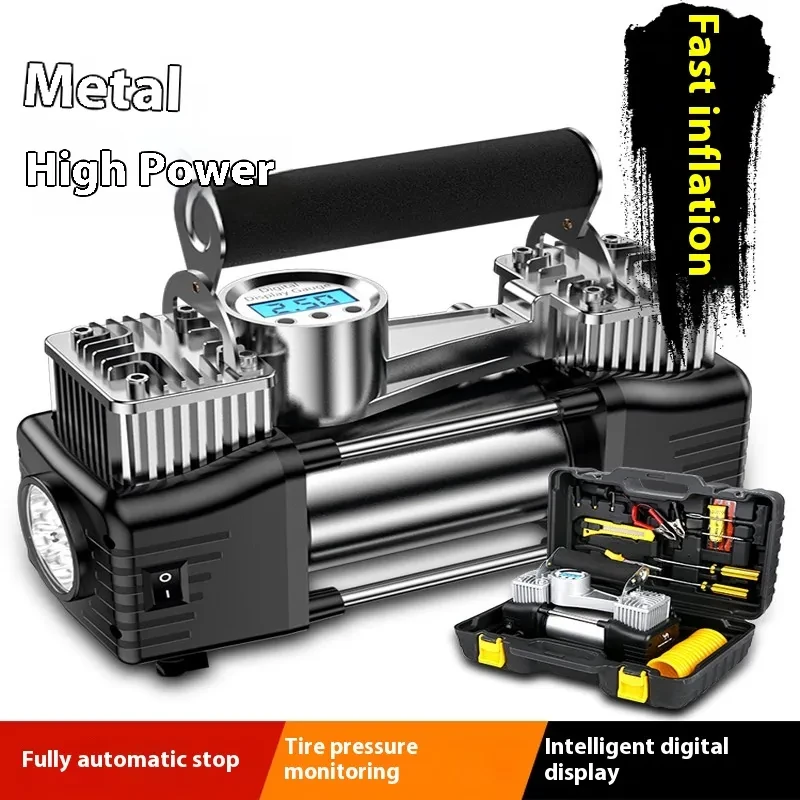 Ultra-Powerful Dual Cylinder Car Inflator with Digital Display & LED