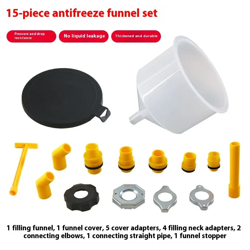 15-Piece Automotive Coolant Funnel Set β Durable Plastic Antifreeze Tools