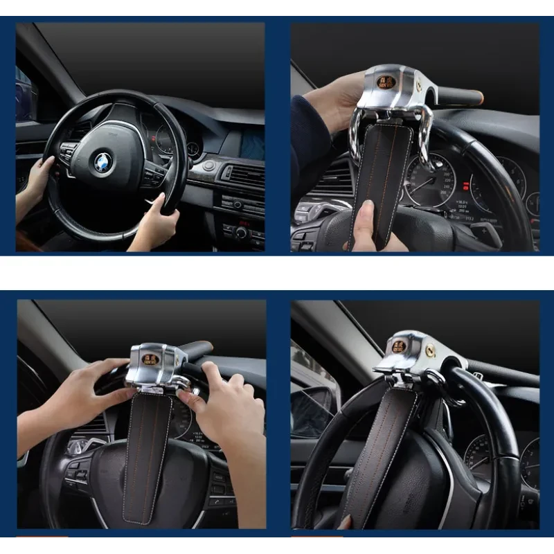 Triple-Lock Steel Steering Protector – Anti-Theft Car Security Device