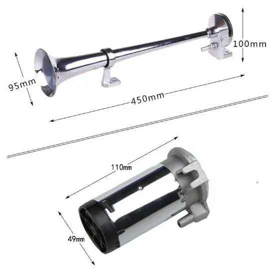 Universal Single Trumpet Train Horn – 12V Chrome Car Warning Horn