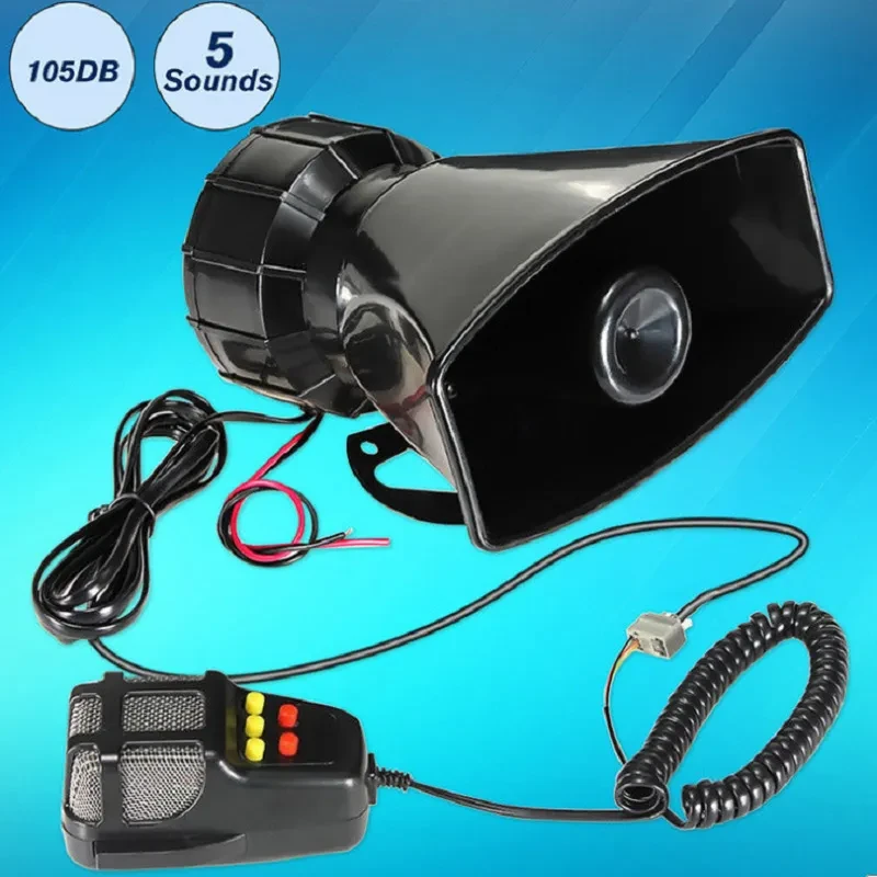 High-Decibel 5-Tone Car Warning Alarm for Vehicles 12V Power