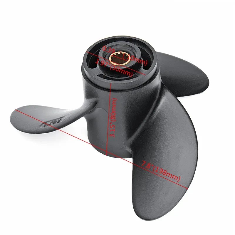 Durable 3-Blade Aluminum Prop for Outboard Motors – 7.8" Marine Fit