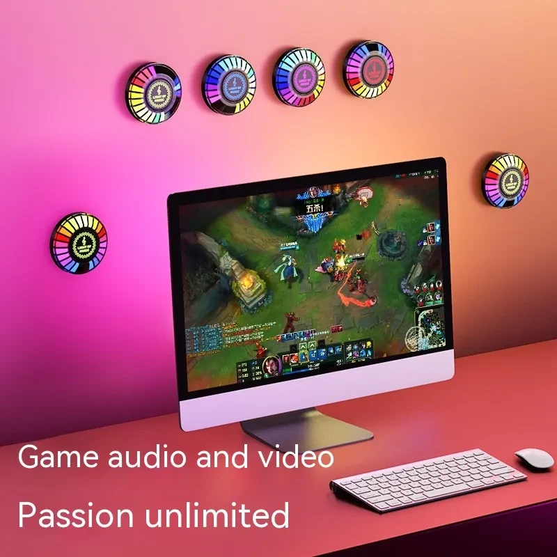 Magnetic RGB Desktop Ambient Lamp – Sound-Reactive Mood Lighting