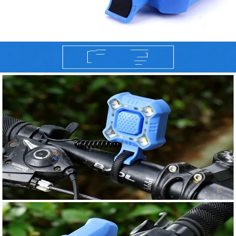 LED Cycling Front Lamp with Ultra-Loud Warning Siren for Night Use