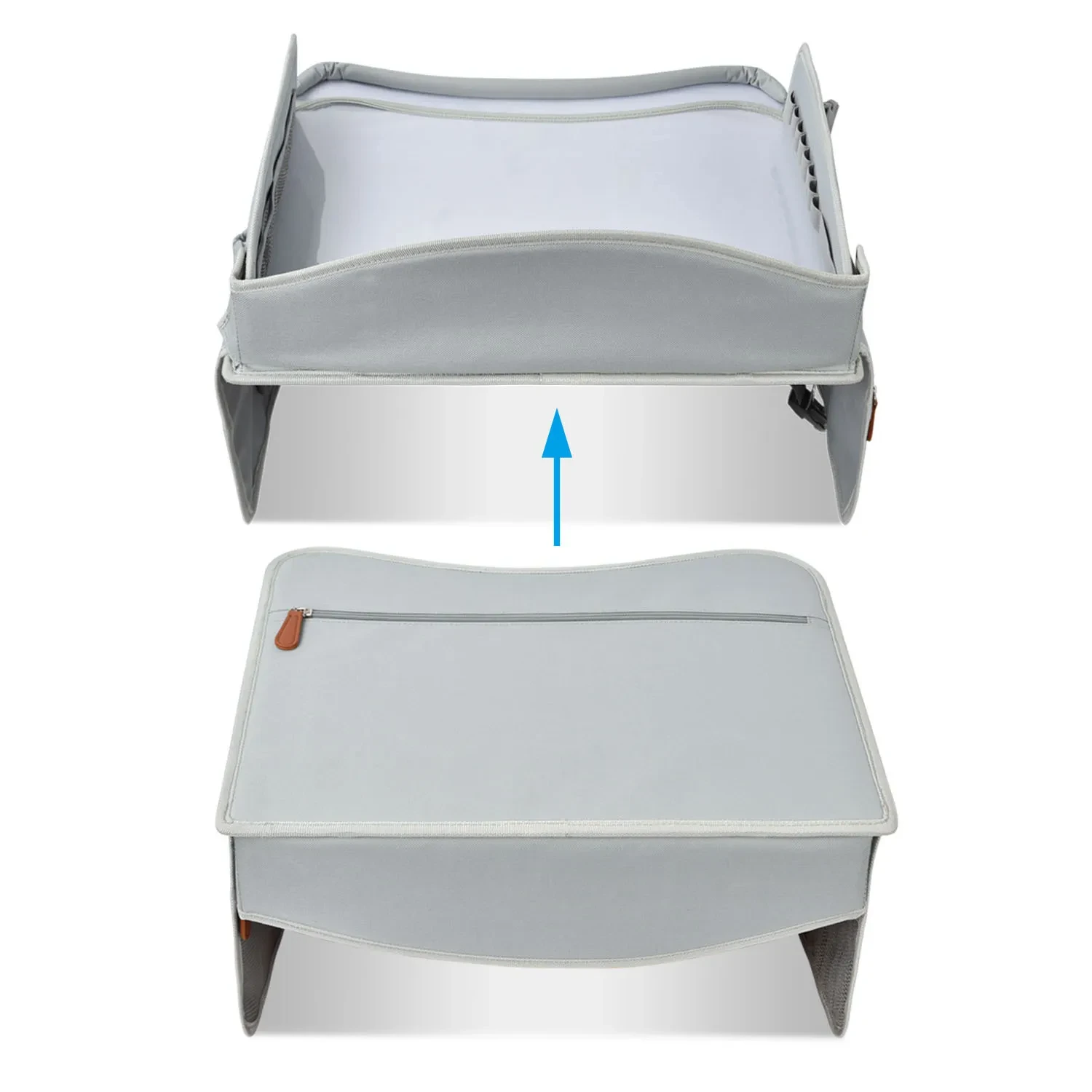 Gray Portable Car Safety Seat Tray for Meals, Games & Drawing