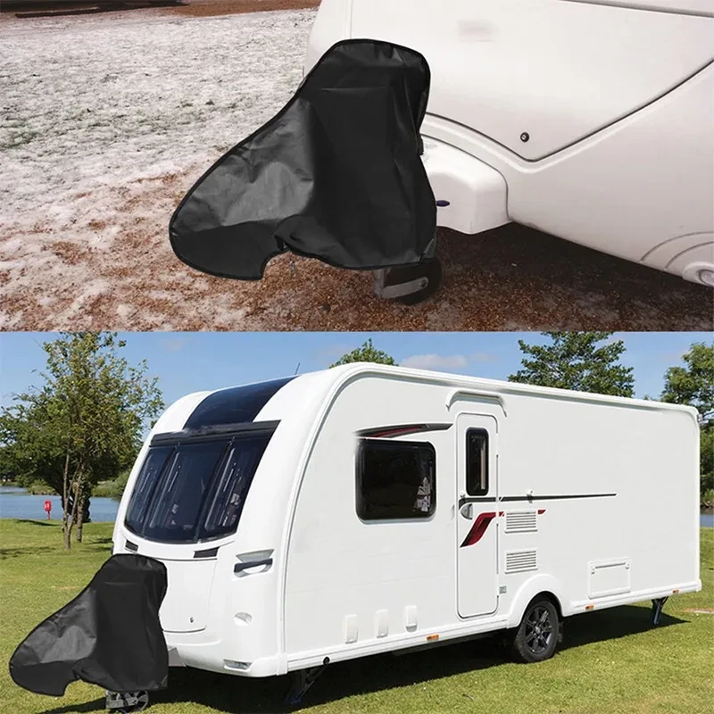 RV Trailer Towing Hook Cover 40×87×62cm Black PVC Protective Case