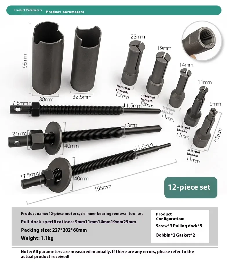 Motorcycle Bearing Removal Kit for Engine and Gearbox Maintenance