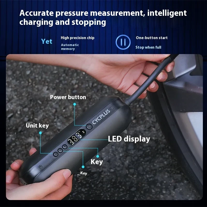 CycPlus Advanced Portable Air Booster for Bikes with Digital Electric Power