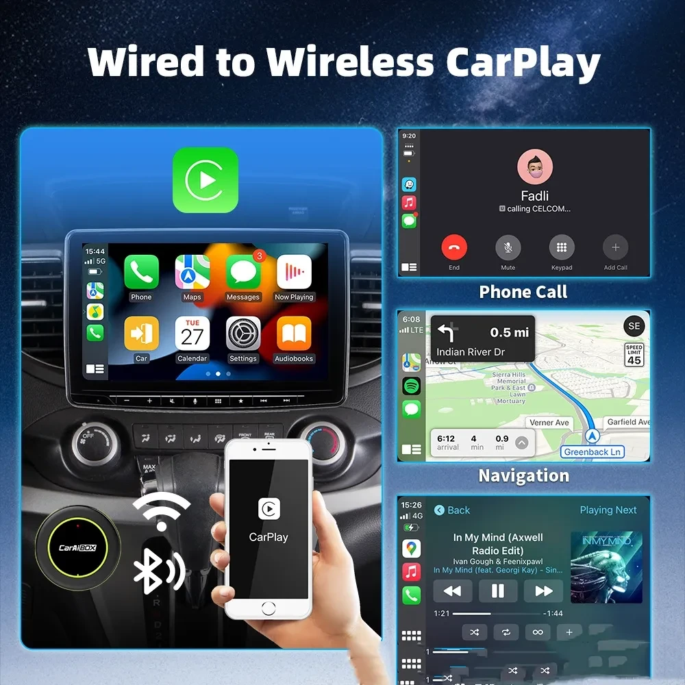 Wireless Vehicle Adapter Module – CarAI C6 Type-C & USB Connector