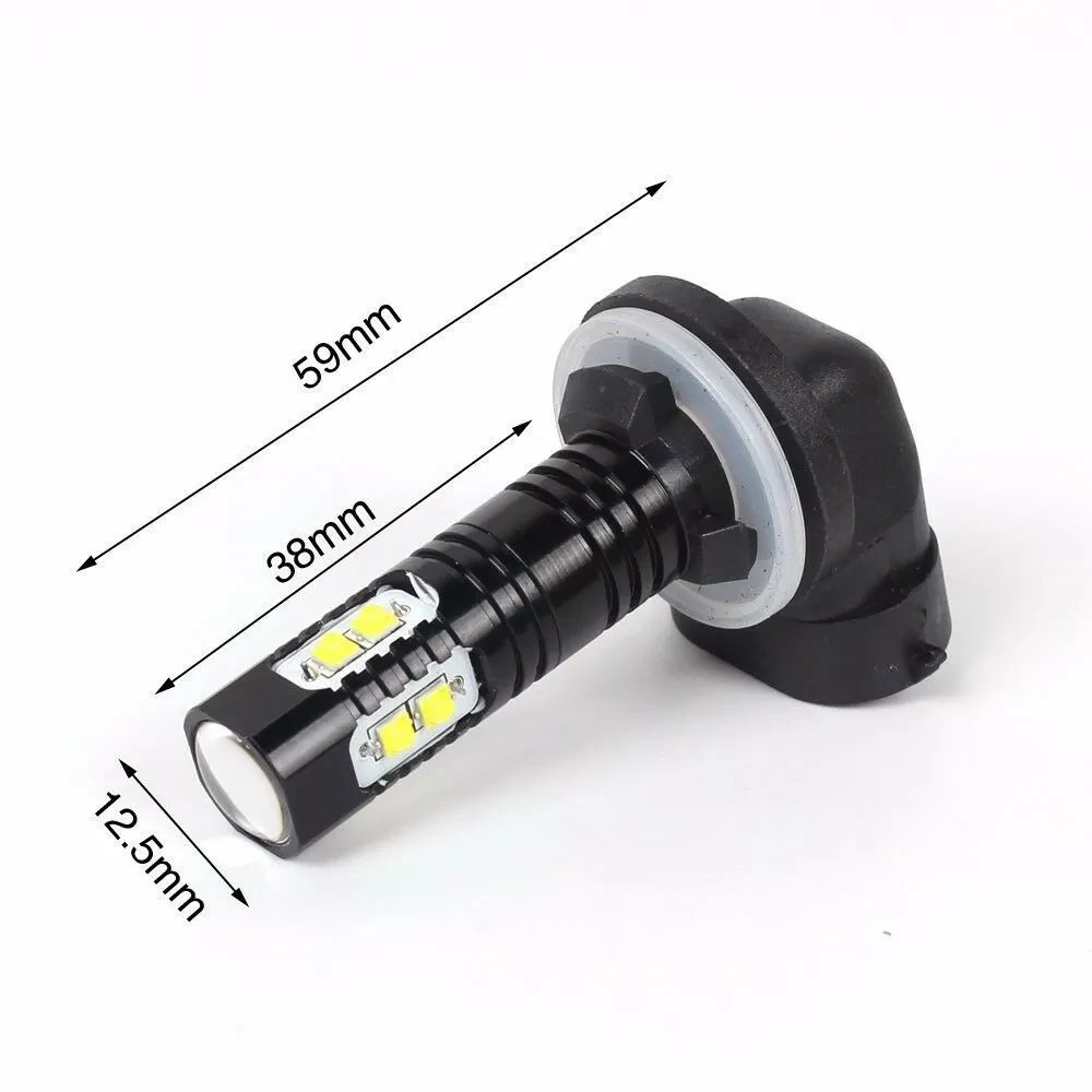 High-Power 10-SMD LED Fog Light – 50W White Car Lamp Black Shell