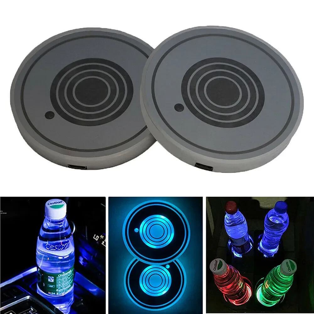USB LED Cup Holder Mat for Cars – Waterproof GM Coaster Lights