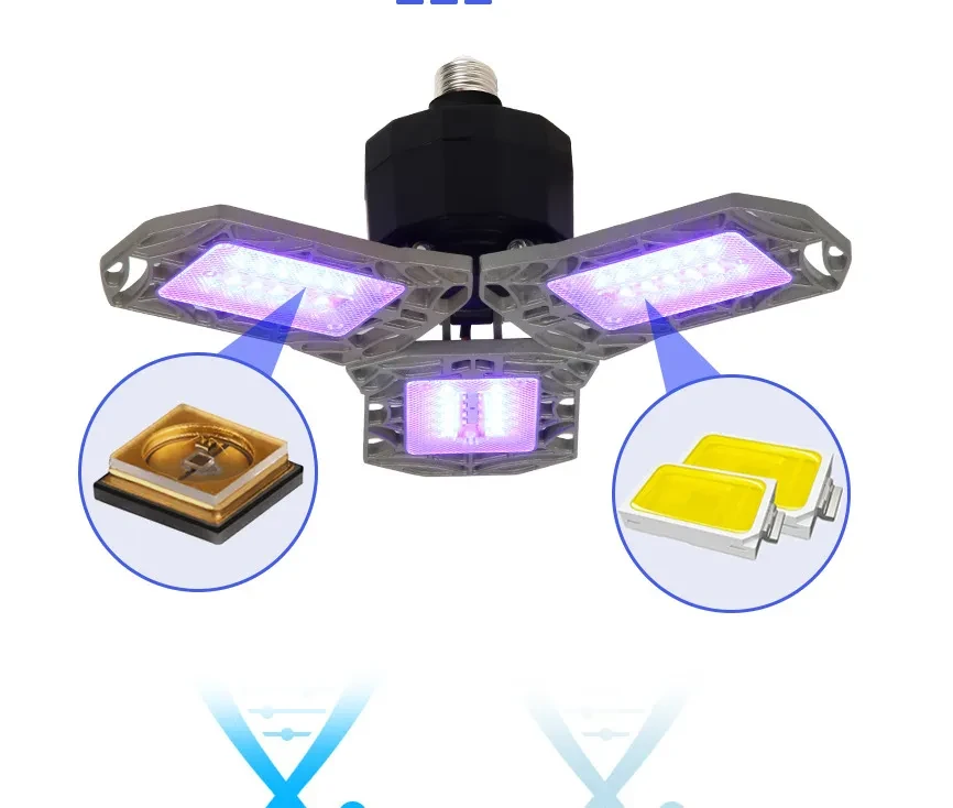 Foldable LED Garage Lamp | Tri-Leaf & Quad-Leaf Adjustable Bulb
