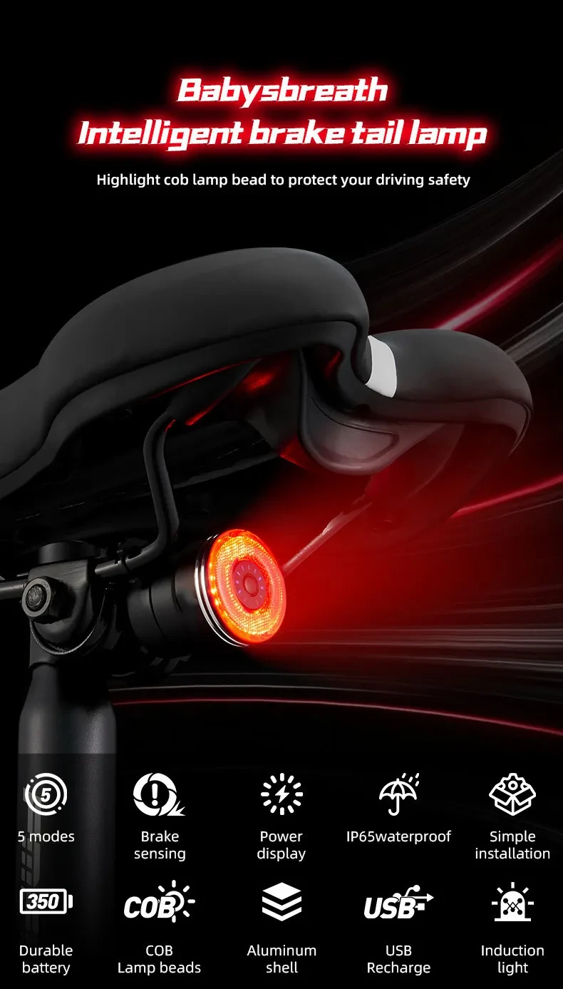 Adaptive Motion-Alert USB Rear Safety Lamp for Bicycles