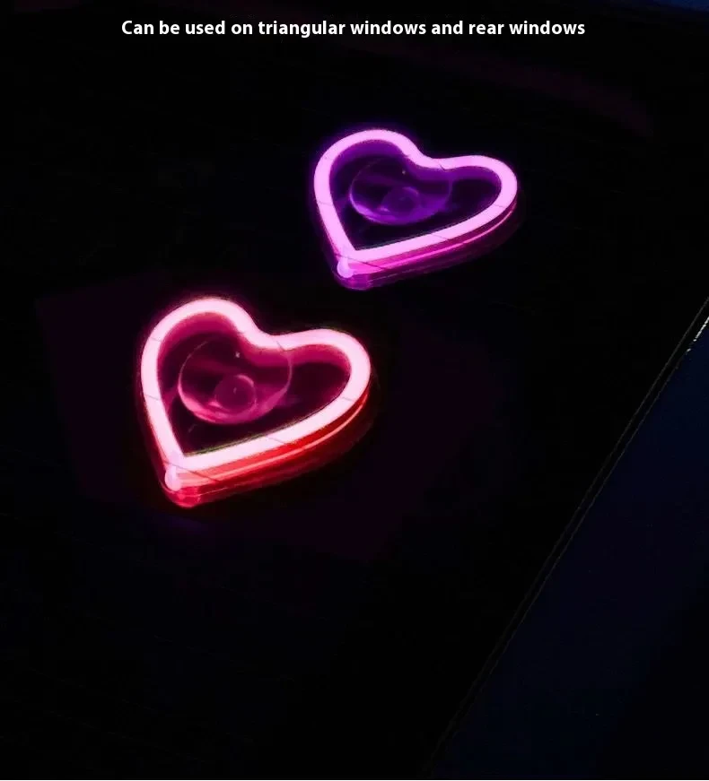 Vibrant Triangle Neon Heart Light for Car Window Decoration