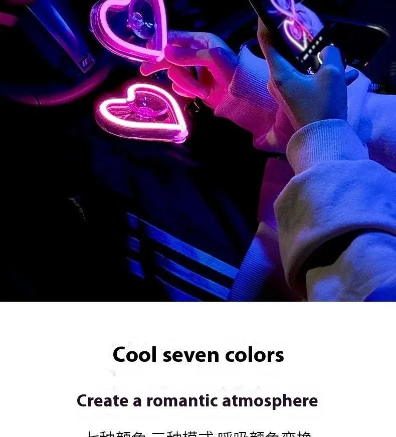 Vibrant Triangle Neon Heart Light for Car Window Decoration