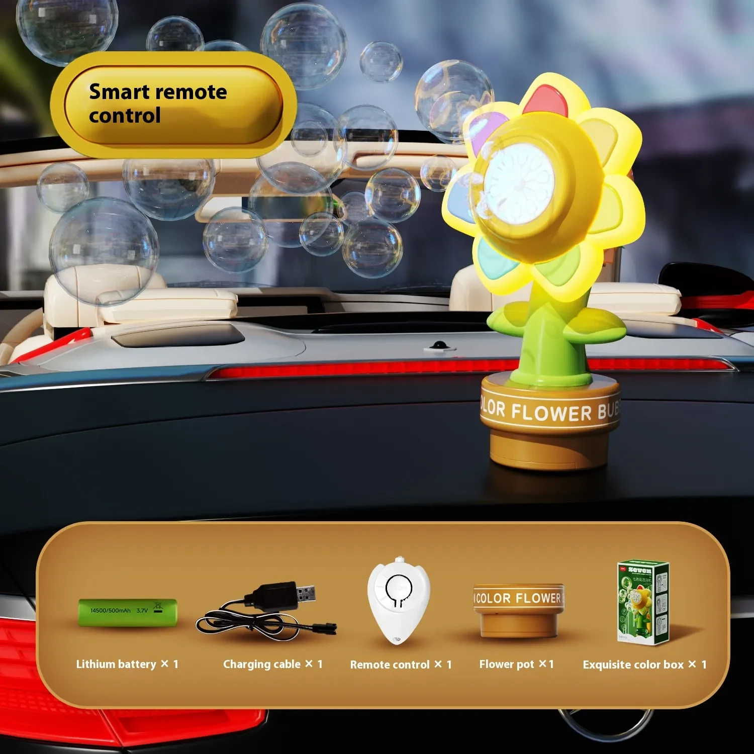 Rainbow Spinner RC Bubble Car with Colorful LED Lights