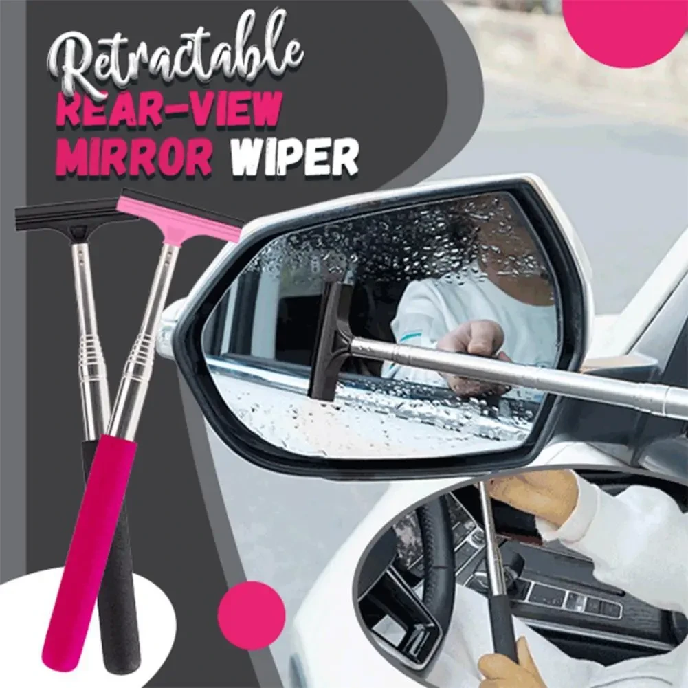 Telescopic Car Mirror Rain Cleaner with Soft Rubber Squeegee