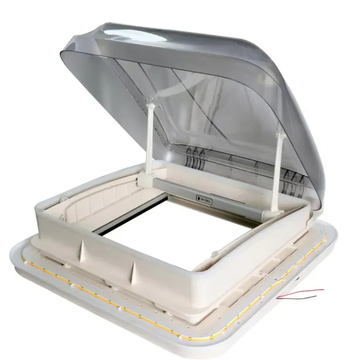 RV Roof Vent 14 Inch White with Fan and Adjustable Ventilation Cover