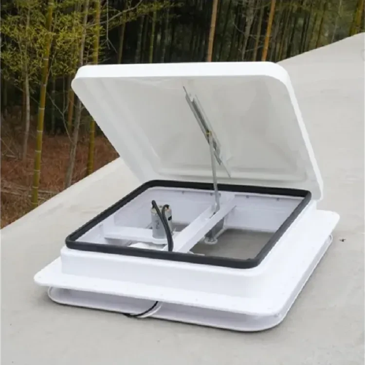 RV Roof Vent 14 Inch White with Fan and Adjustable Ventilation Cover