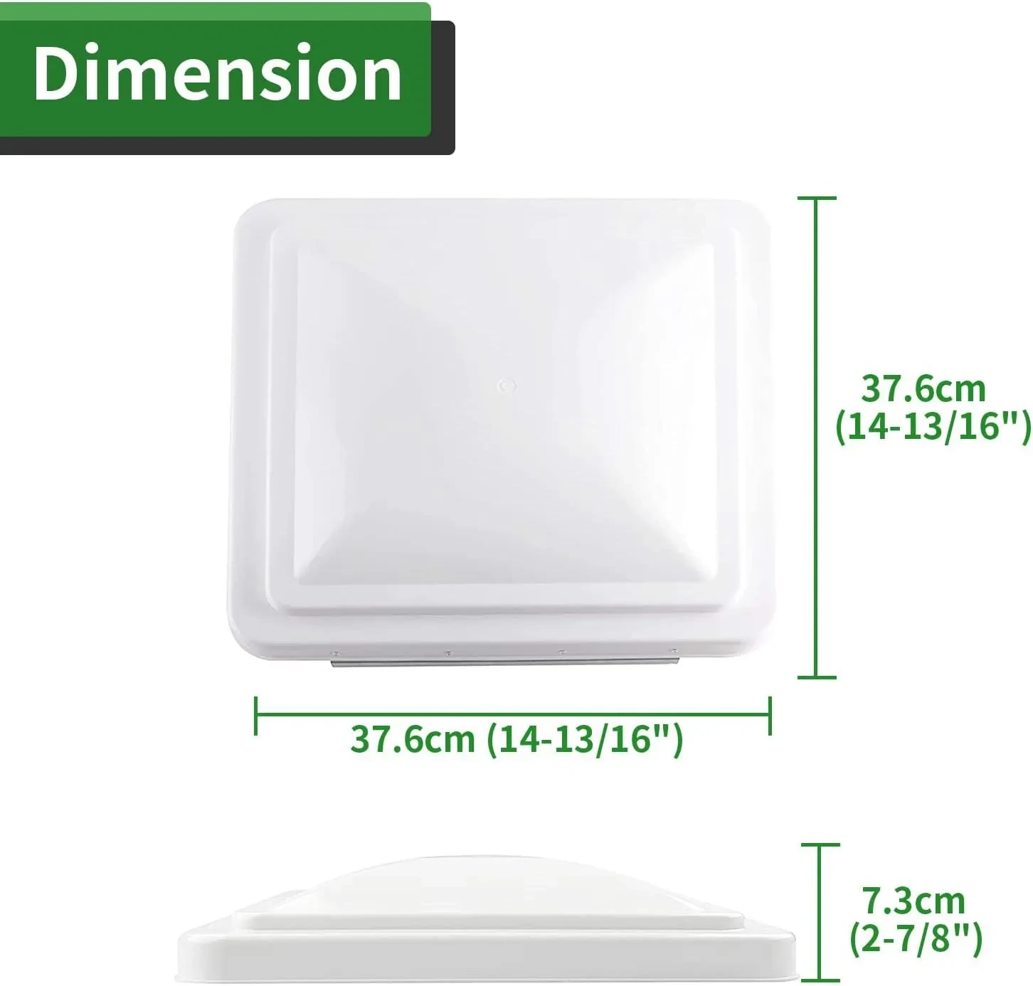 RV Roof Vent 14 Inch White with Fan and Adjustable Ventilation Cover