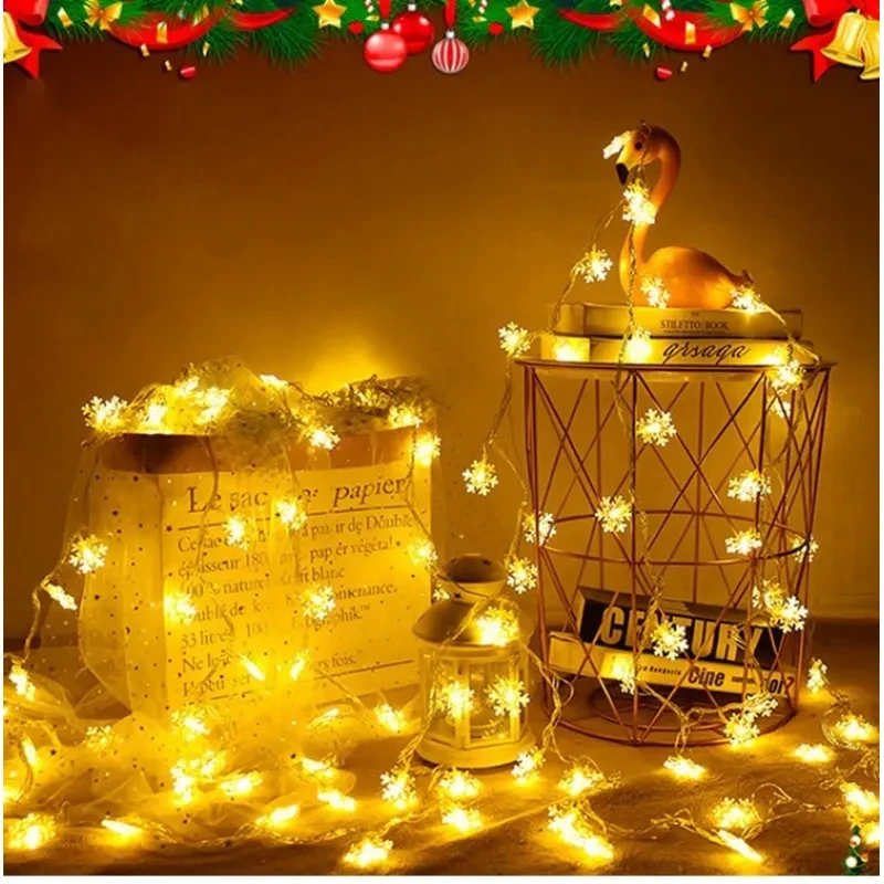 TwinkleStar LED Snowflake String Lights for Indoor and Outdoor Decor