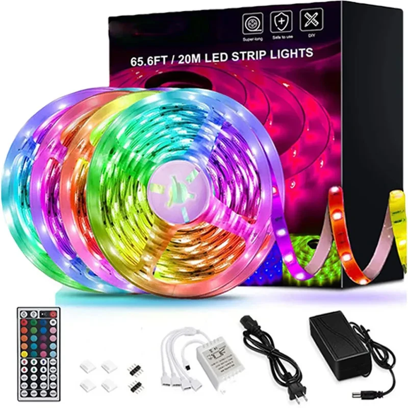RGB LED Strip Lights 20M Flexible Tape with 44-Key Remote Controller