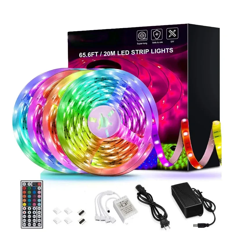 RGB LED Strip Lights 20M Flexible Tape with 44-Key Remote Controller