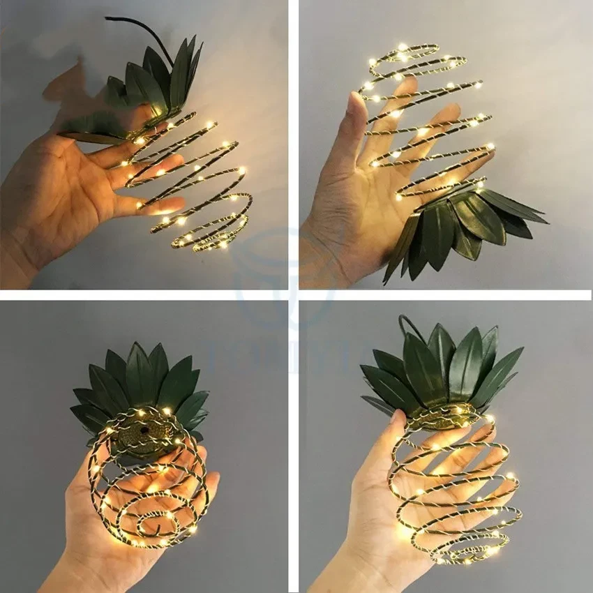Pineapple Solar Garden Lights Warm LED Hanging String Decor