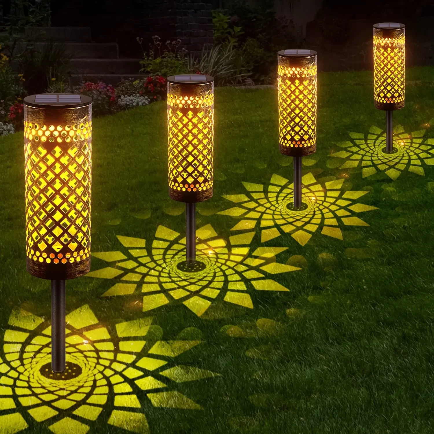 Geometric Metal Solar Lawn Lamp Waterproof Outdoor Garden Light