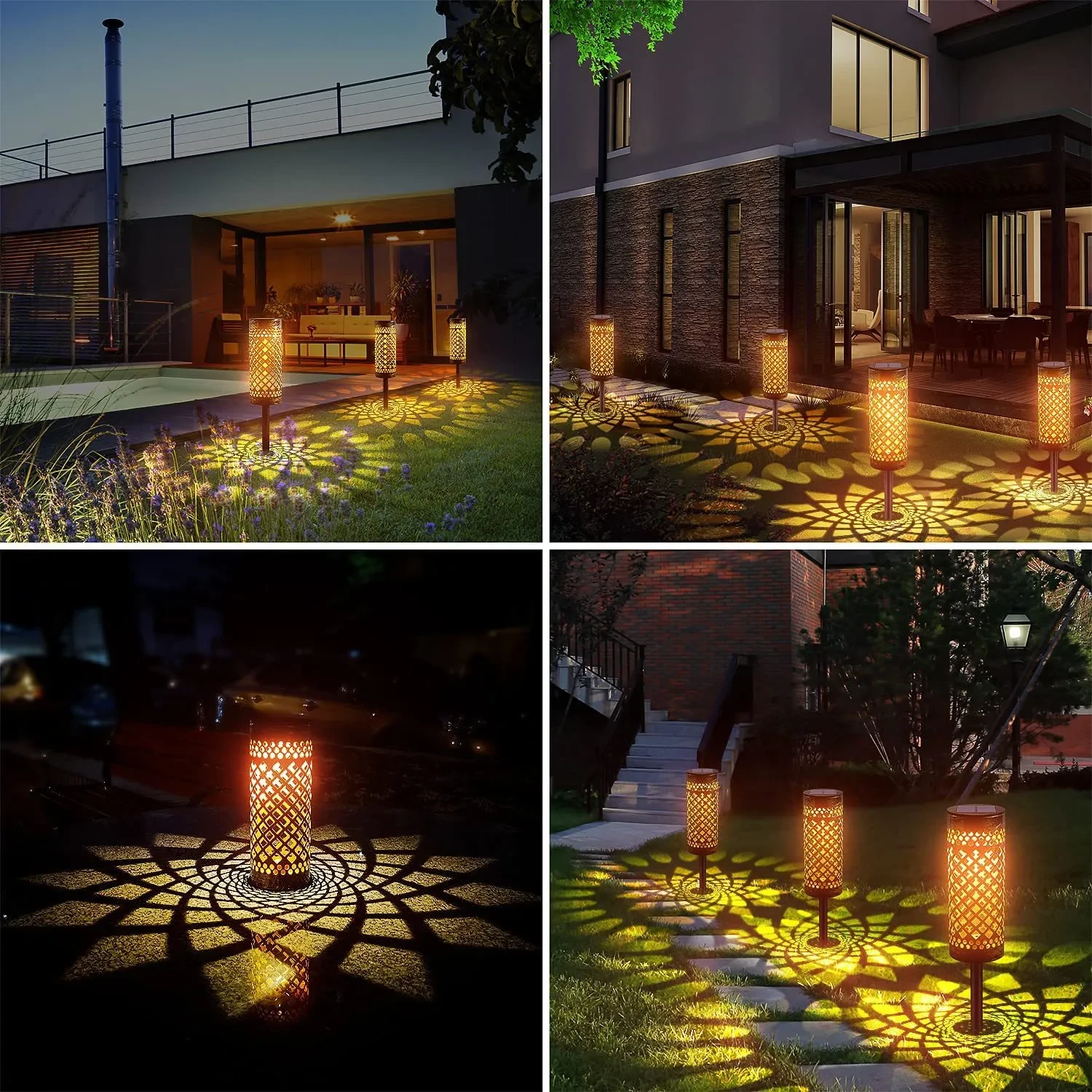 Geometric Metal Solar Lawn Lamp Waterproof Outdoor Garden Light