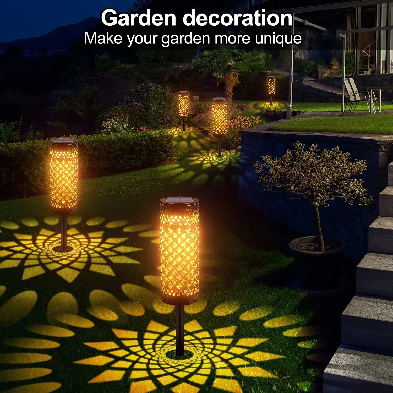 Geometric Metal Solar Lawn Lamp Waterproof Outdoor Garden Light