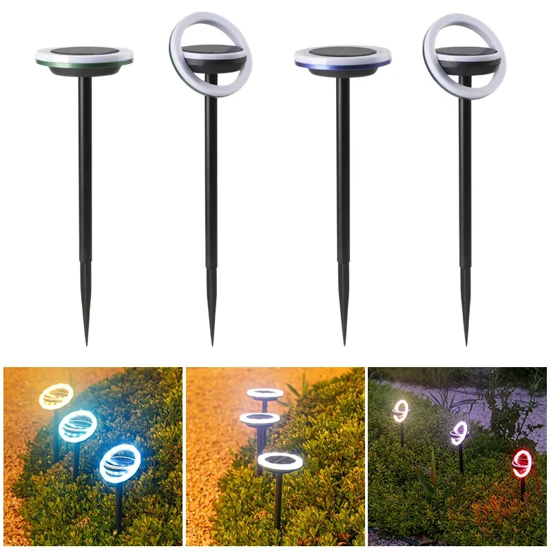 Solar Rotating Lawn Light 12LED Outdoor Garden Pathway Lamp