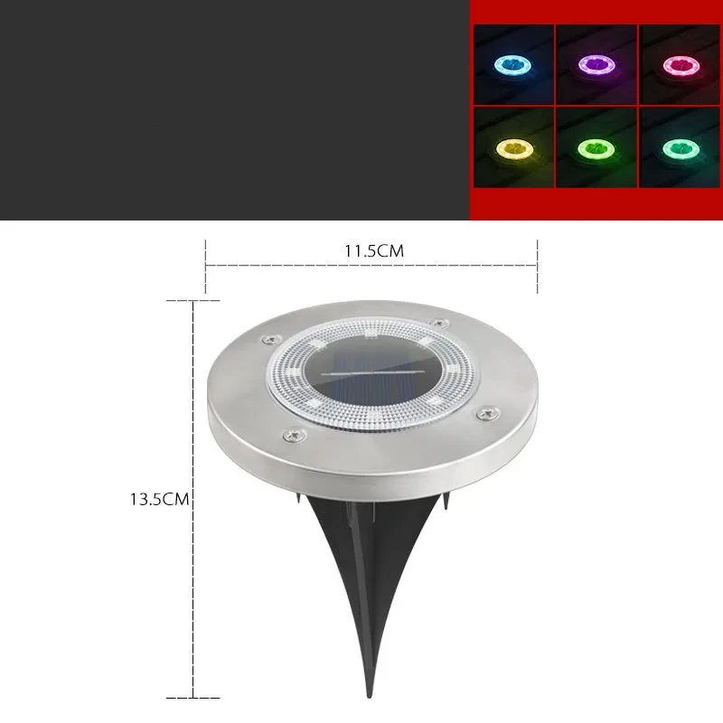 Solar 8LED Circular Underground Garden Lawn Light Outdoor