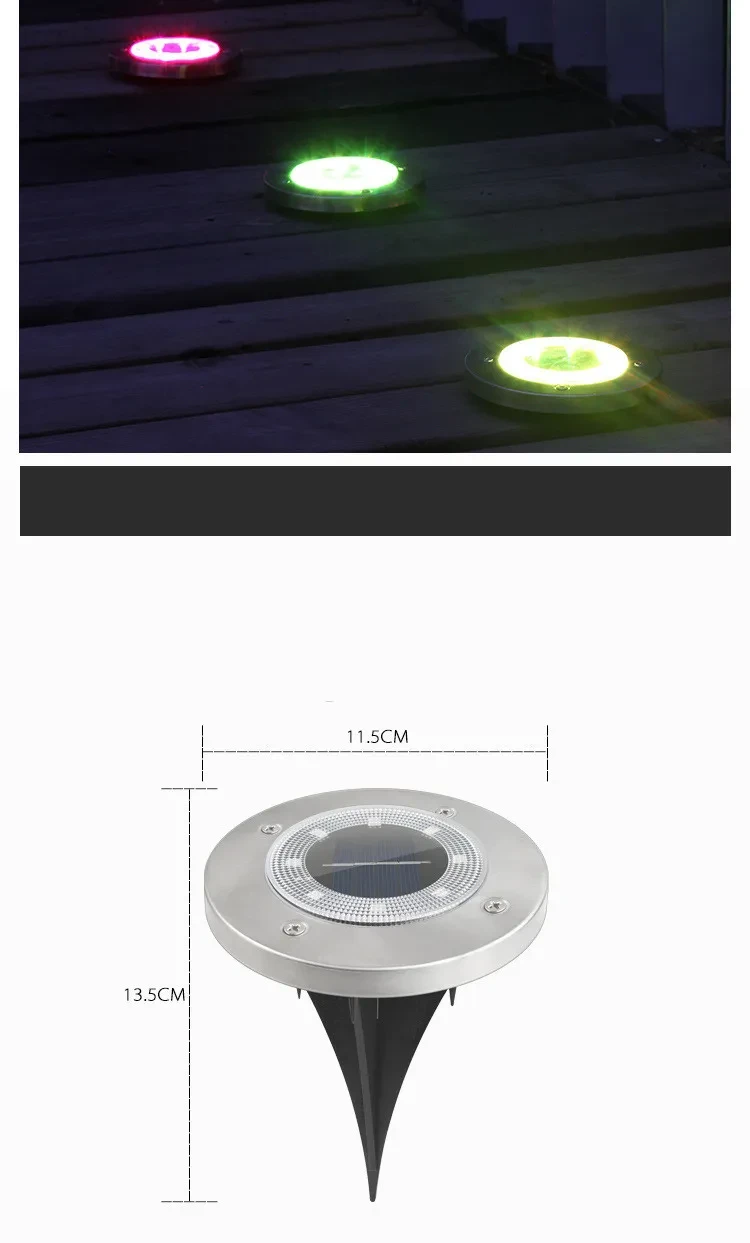 Solar 8LED Circular Underground Garden Lawn Light Outdoor