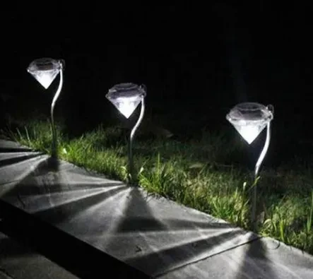 Solar Diamond Garden Light LED White & Multicolor Outdoor Lamp