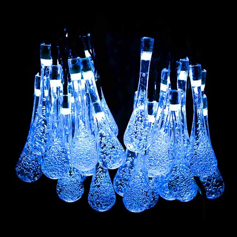 Solar Water Drop Fairy LED String Lights Outdoor Garden Decor