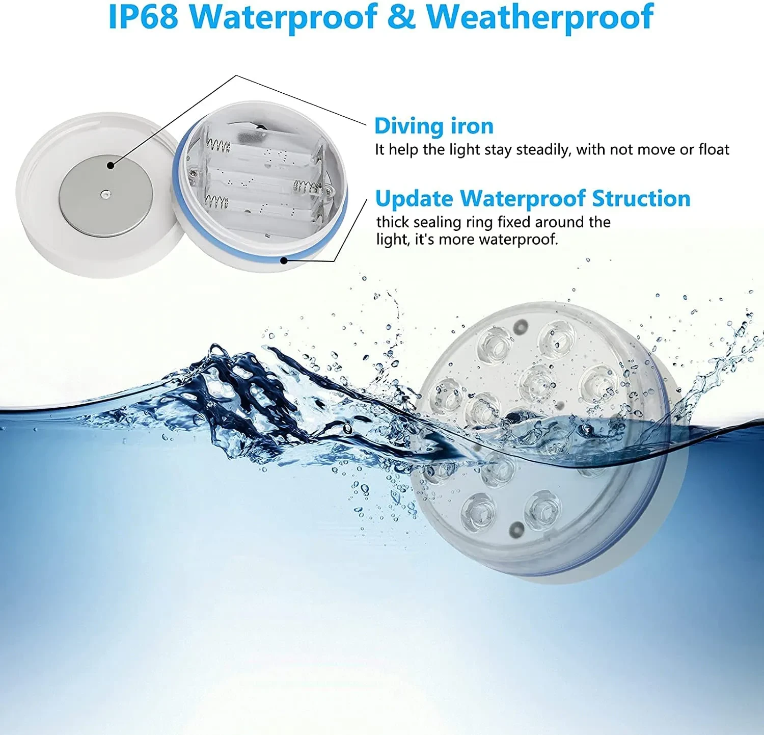 Color-Changing Remote Control LED Diving Light 7cm Waterproof