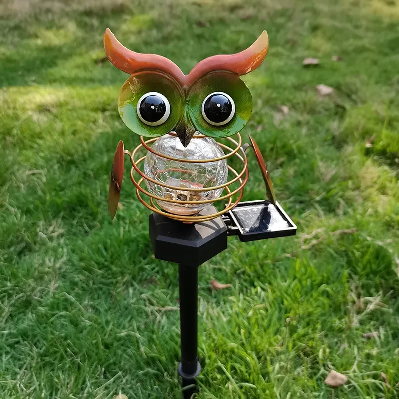 Owl Shape Solar Stake Lamp LED Garden Accent Pathway Light
