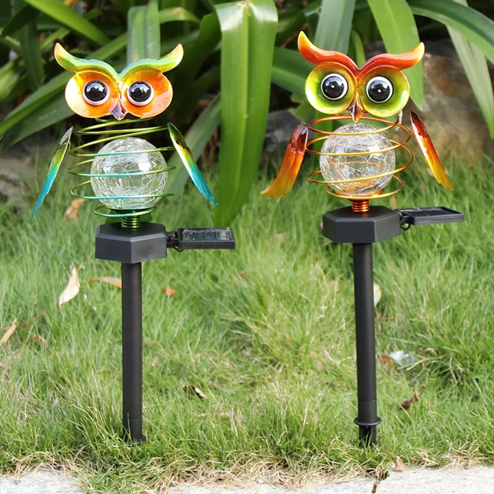 Owl Shape Solar Stake Lamp LED Garden Accent Pathway Light