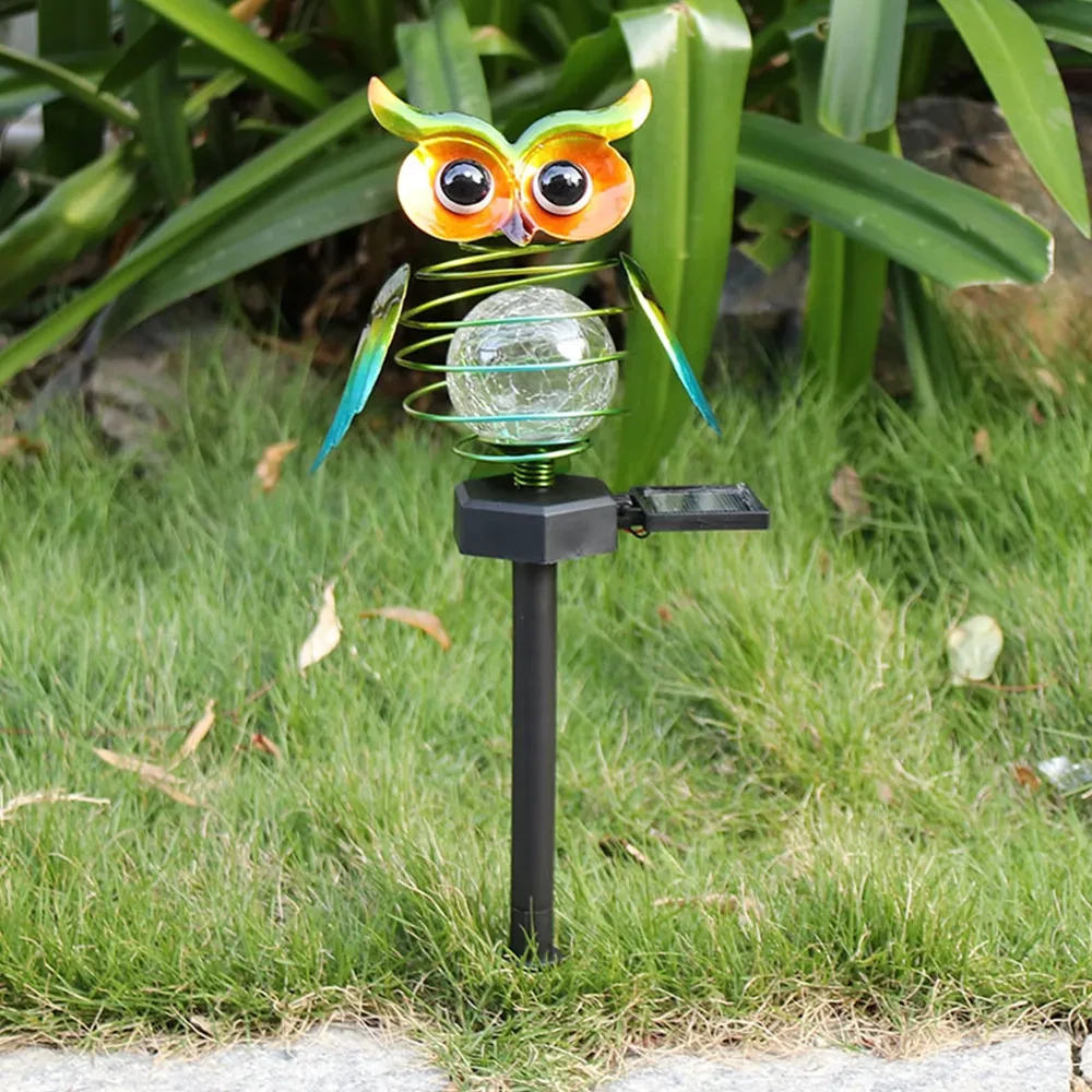 Owl Shape Solar Stake Lamp LED Garden Accent Pathway Light