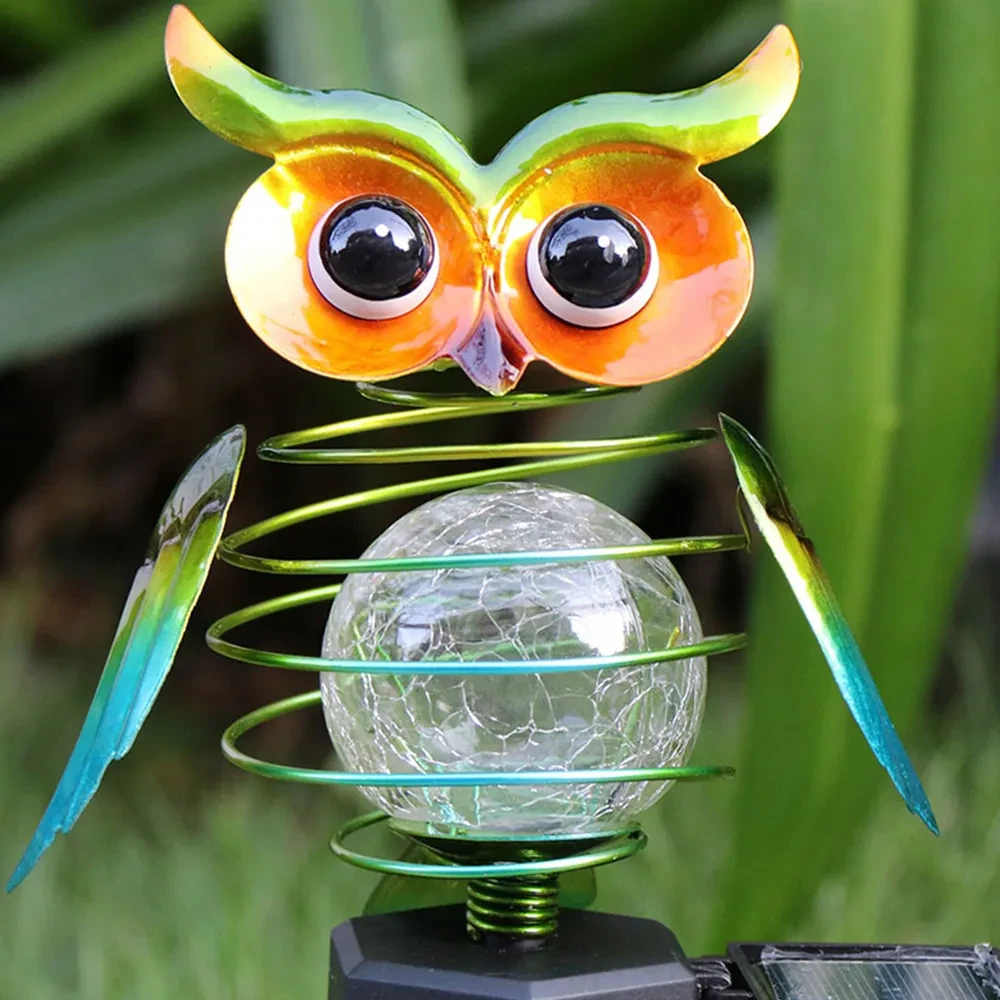 Owl Shape Solar Stake Lamp LED Garden Accent Pathway Light