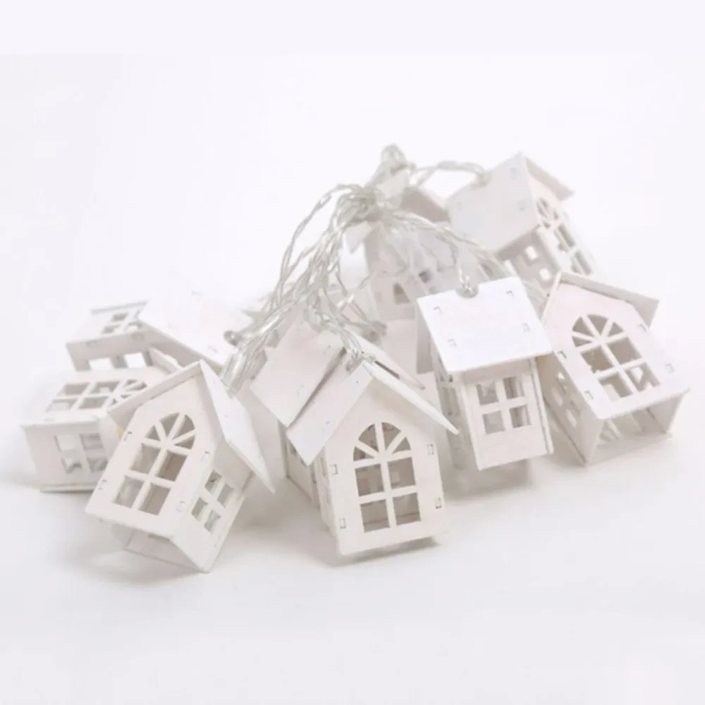 Wooden House Fairy String Lights for Festive Home Styling