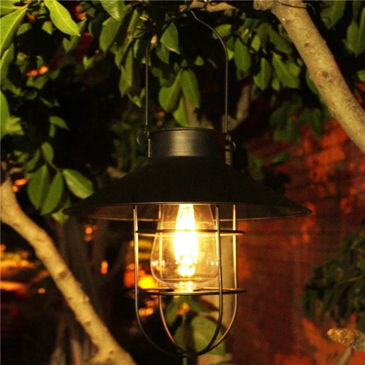 Solar Metal Hanging Lantern – Vintage Bronze Outdoor Chandelier Light