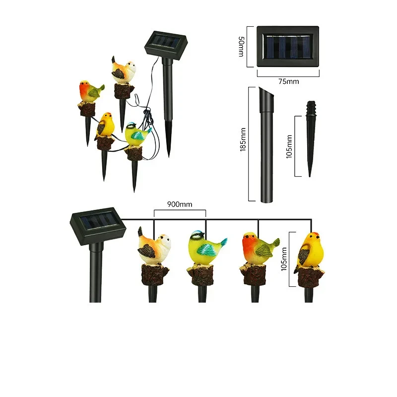 Solar LED Decorative String Lights with Birds, Butterflies & More