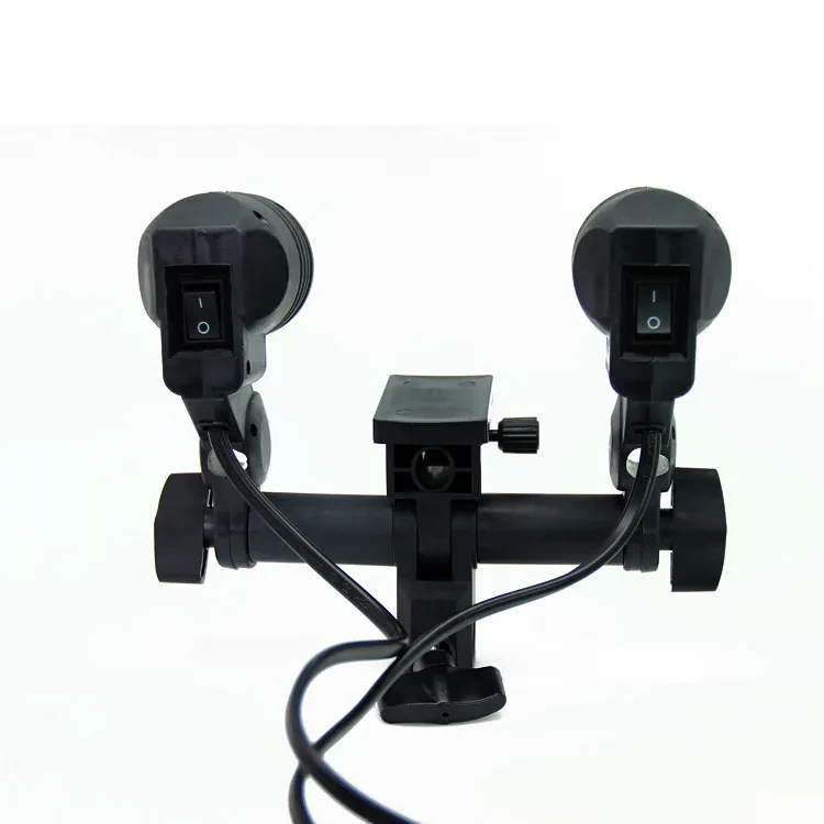 Adjustable Dual-Head E27 Photography Light Holder for Studio Use