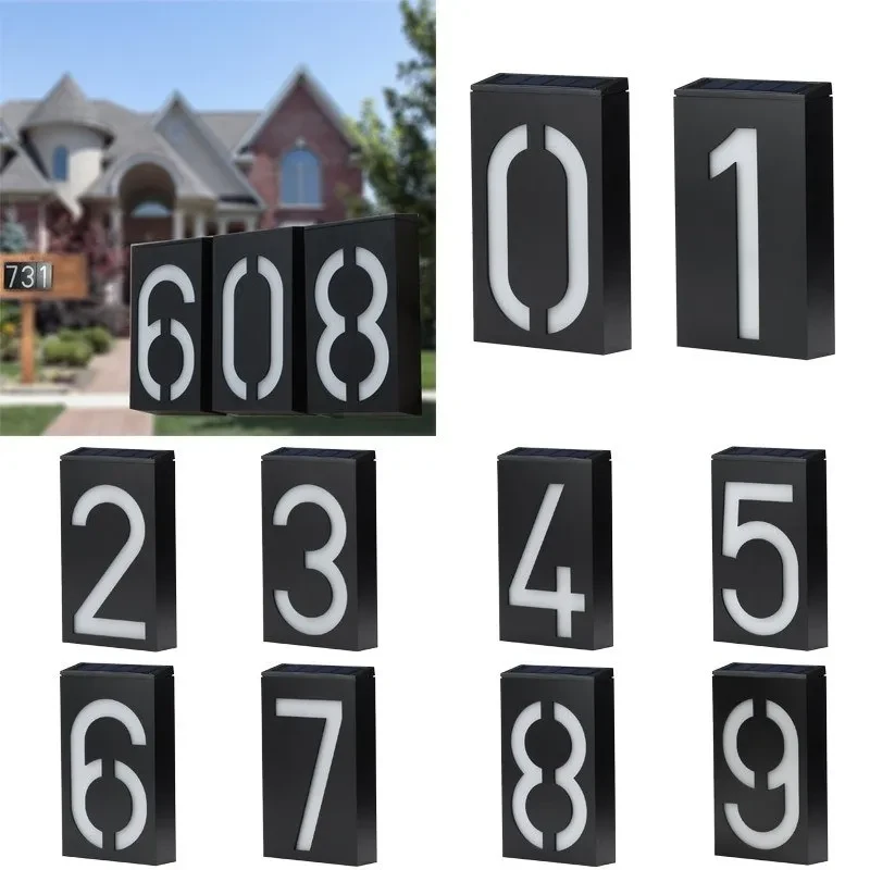 Solar LED House Number Light for Outdoor Wall & Garden Display