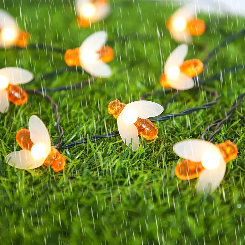 Solar-Powered Bee-Themed LED String Lights for Garden & Party Decor