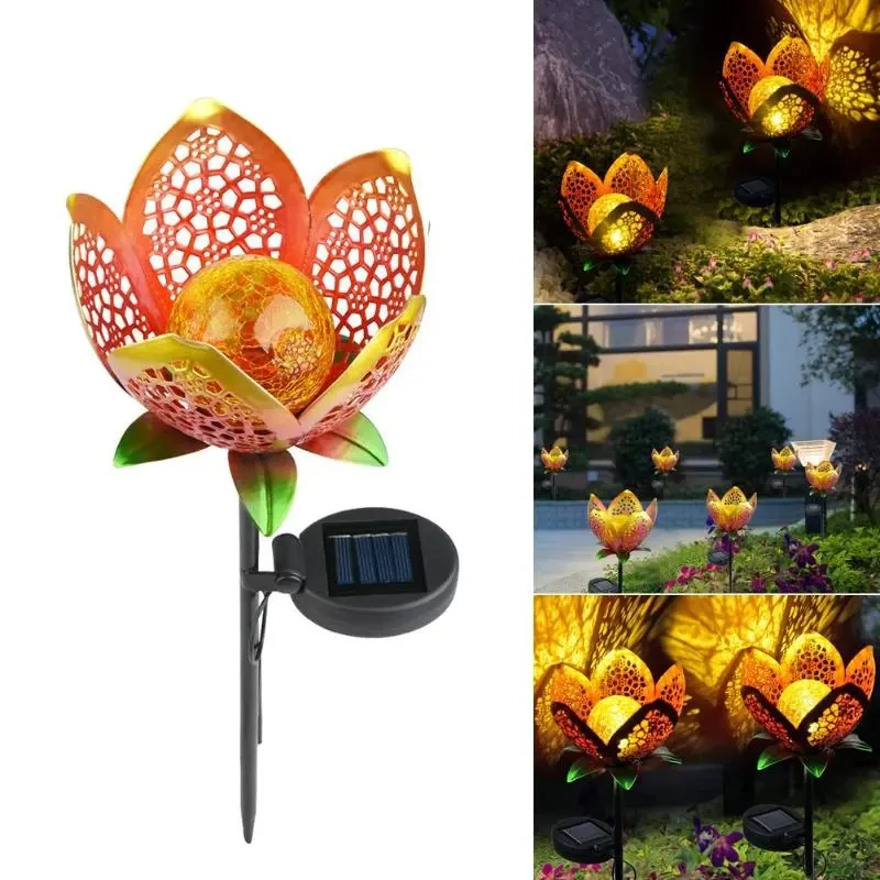 Solar-Powered LED Flower Lamp for Garden and Outdoor Decoration
