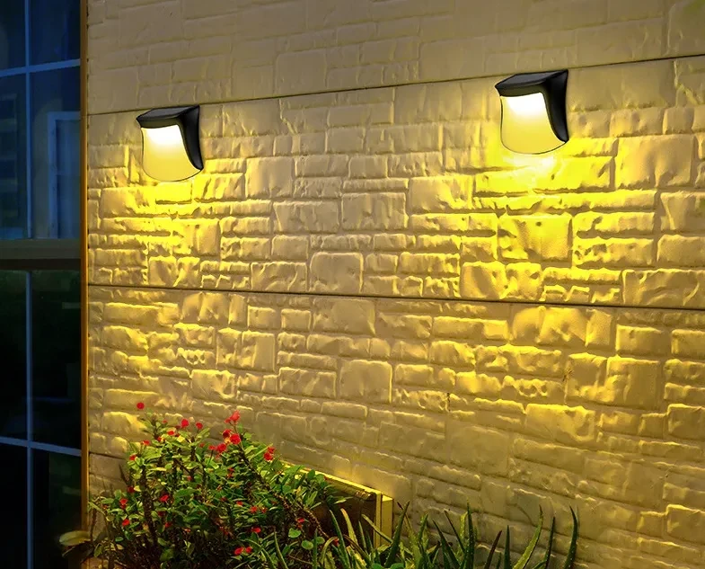 4PCS Solar Wall Lamp Outdoor Waterproof Garden Fence Lighting
